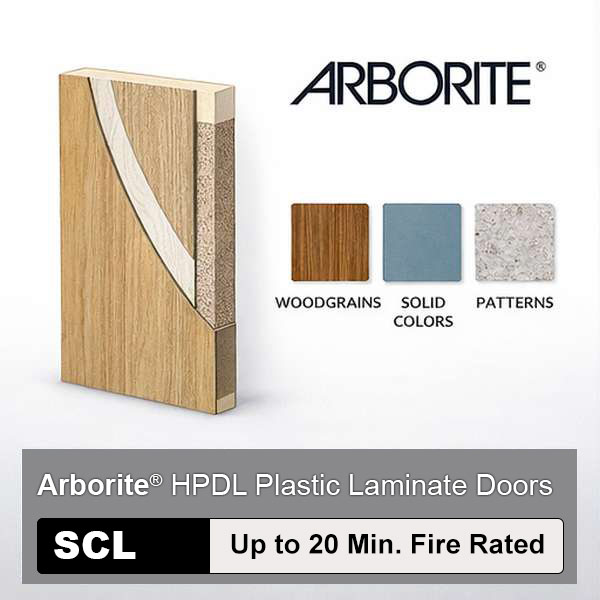 Arborite High Pressure Decorative Laminate Commercial Wood Doors with Structural Composite Lumber Core