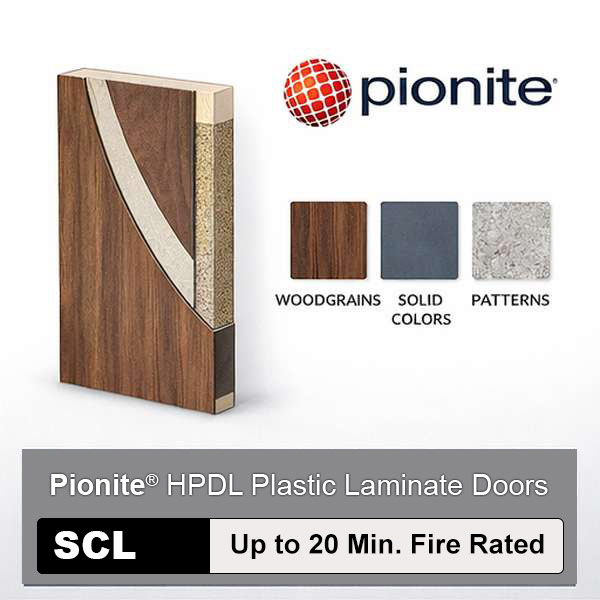 Pionite High Pressure Decorative Laminate Commercial Wood Doors with Structural Composite Lumber Core